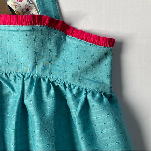 Matilda Jane Shirt Size 12 NWT Enchanted Garden Smock Top New Aqua Pink Trim - Picture 8 of 16